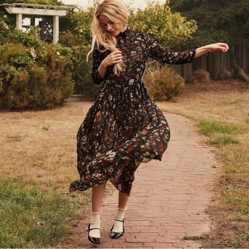 Doen Floral Silk Allegra Maxi Dress XS New